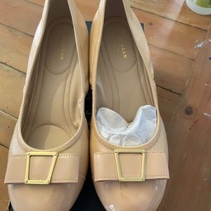 Cole Haan Emory Bow Wedge- nude leather 8.5
